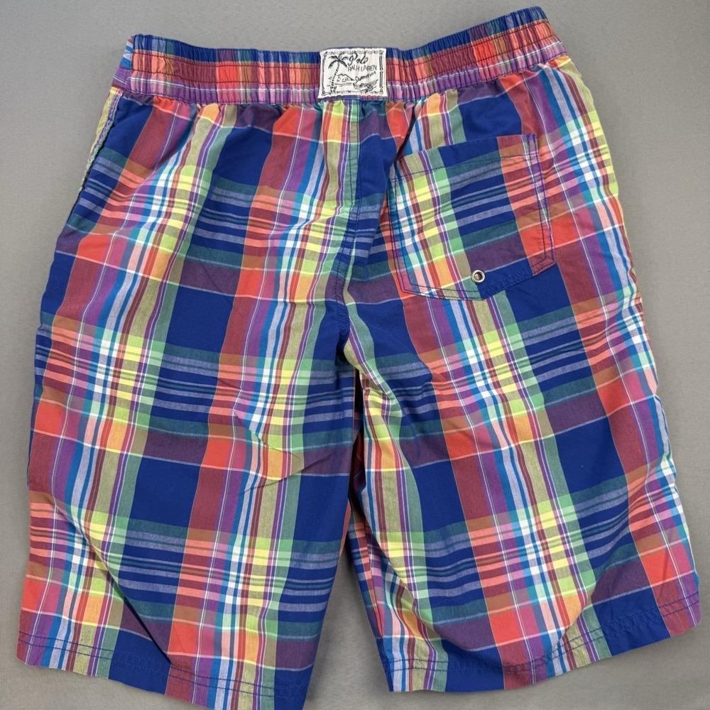 Polo Ralph Lauren Swim Trunks Boys 14-16 Multicolor Plaid Madras Mesh Lined - Picture 4 of 10